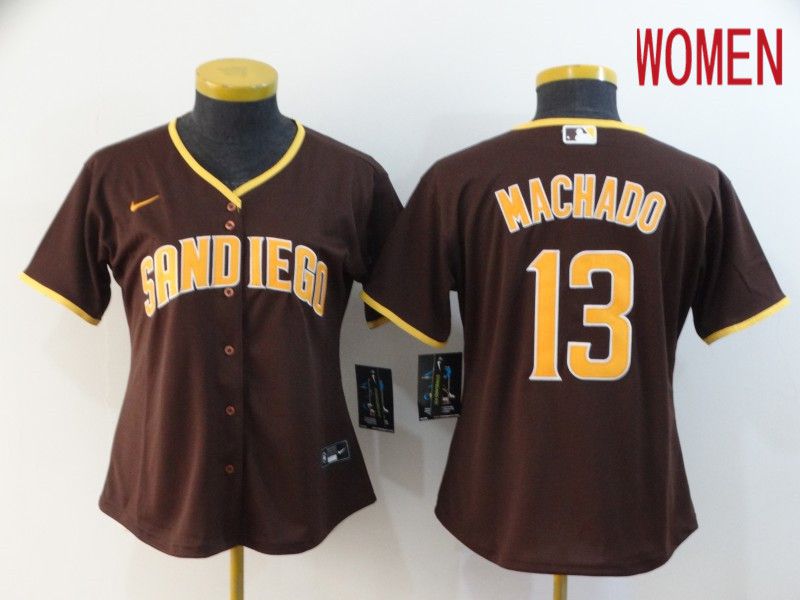 Women San Diego Padres #13 Machado brown Nike Game MLB Jerseys->women mlb jersey->Women Jersey